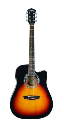 Washburn WA90CEVSB Dreadnought Acoustic Electric Guitar. Tobacco Burst