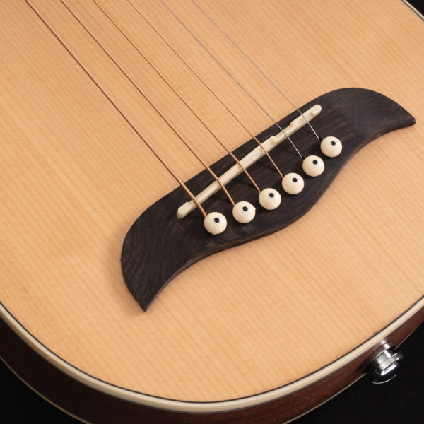 RO10SK Rover Travel Guitar close up of the bridge