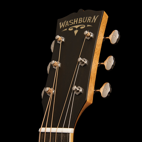 headstock of Washburn acoustic guitar