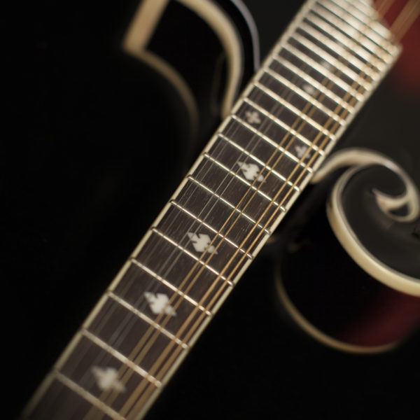 M3SWETWRK AMERICANA F5 MANDOLIN angled view of the fret board