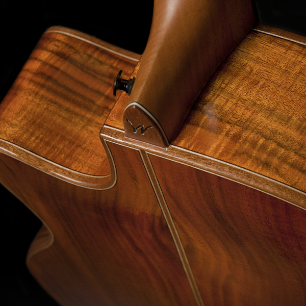 top view of back of body of Washburn acoustic guitar