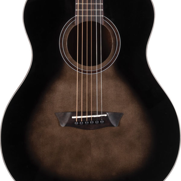 body of black Washburn acoustic guitar