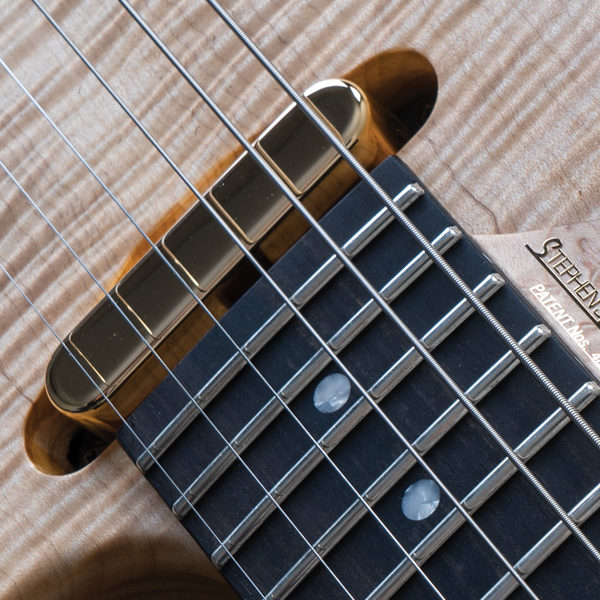 closeup of bottom of neck on Washburn electric guitar