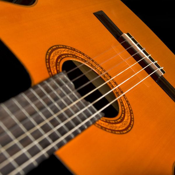 C5CE Classical Guitar close up of sound hole and roseette