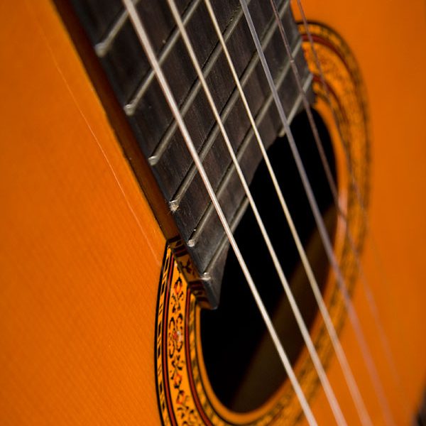 C5 Classical Guitar close up of sound hole and roseette